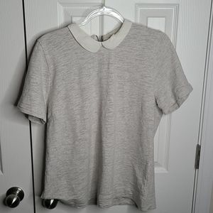 EUC J. Crew Cotton tee w/ Silk Collar sz Lrg